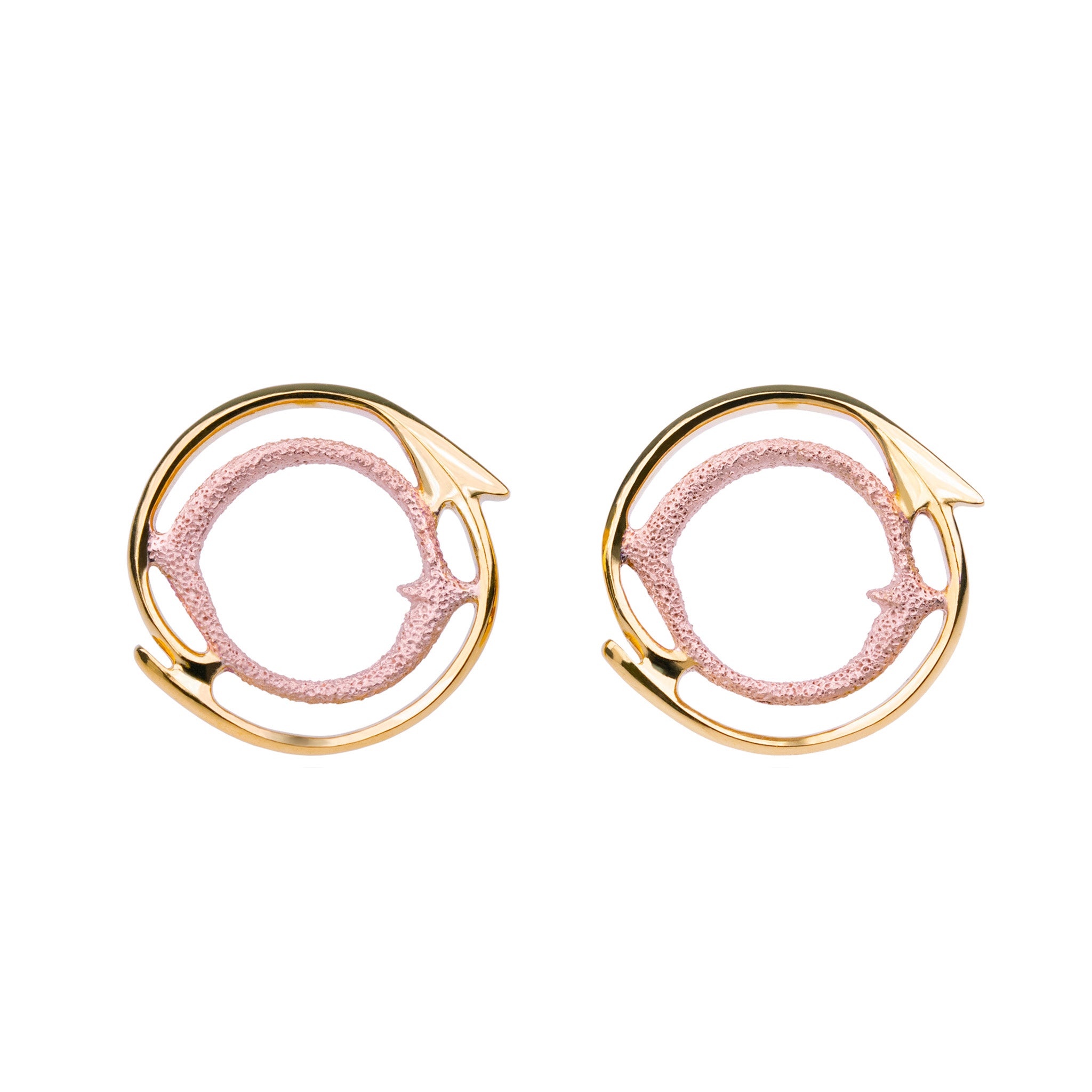 Recycled Sunset Silver and Gold-Plate Ear Studs